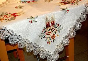 <span class=keywords><strong>Nappe</strong></span> de noël en dentelle, avec broderie et découpe - Product Image 6