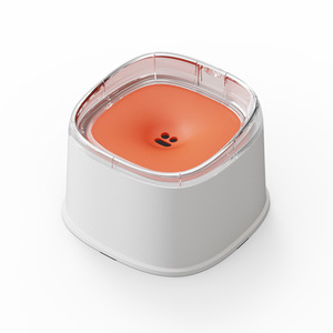 Cuenco flotante para mascotas para gatos con base naranja y tapa transparente, dispensador de agua para animales, forma cuadrada - Product Image 1