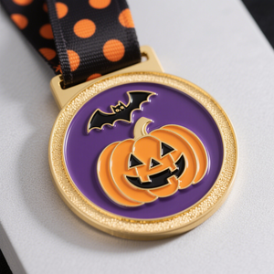Medalla <span class=keywords><strong>de</strong></span> Aleación <span class=keywords><strong>de</strong></span> Zinc Personalizada para Halloween, Diseño <span class=keywords><strong>de</strong></span> Calabaza con Bordes Redondeados, Impresión UV, Esmalte Suave, Premio <span class=keywords><strong>de</strong></span> Celebración, Tema Espeluznante - Product Image 3