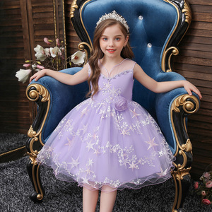 Princess Dress For Girls Sleeveless Tulle A-Line Sweetheart Neckline Flower Girl Dress Purple Pink Gray Light Blue Green - Product Image 1
