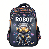 Nouveau Sac à Dos Trolley Robot Dessin Animé pour Étudiants 2026, Grande Capacité, Doublure PVC Polyester, Fermeture Éclair 4 Couches, 18 Pouces