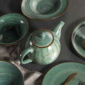 Porseleinen Borden Serviesgoed Rustiek Serviesgoed Keramische Spikkel Geglazuurde Schotelschaal <span class=keywords><strong>Set</strong></span> Restaurant Serviesgoed Voor Hotel - Product Image 2