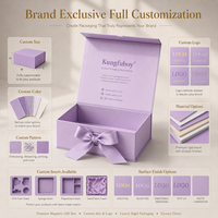 Caja de Regalo Rígida Plegable de Cartón de Lujo con Logotipo Personalizado, Papel Morado, Cierre Magnético y Cinta