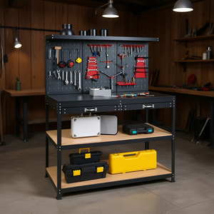 Banc de travail avec panneau perforé et tiroirs, armoire à outils industrielle de 48 pouces, poste de travail - Product Image 2