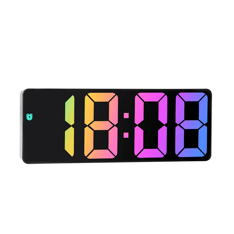 가정용 세련된 다채로운 알람 시계 플라스틱 LED 디지털 책상 시계 스마트 거울 벽 테이블 시계