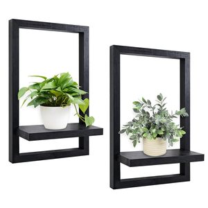 Estante de almacenamiento de pared Haoyang de madera de 1 nivel para sala de estar, estante decorativo - Product Image 2
