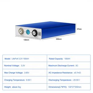 Chargeek-batería recargable de energía solar para coche, pila de grado A, <span class=keywords><strong>3</strong></span>,<span class=keywords><strong>2</strong></span> V, 100Ah, 105Ah, 12V, 24V, 4 piezas - Product Image 2