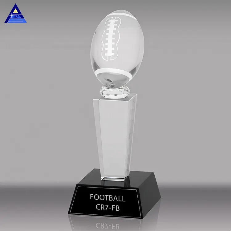 Trofeo deportivo con grabado láser 3D óptico K9, cristal de alta calidad, fútbol americano