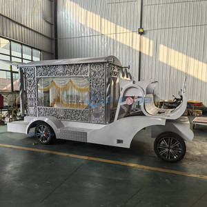 Silver Luxury Horse-Drawn Funeral Hearse Carriage with Ornate Detailing - Product Image 4