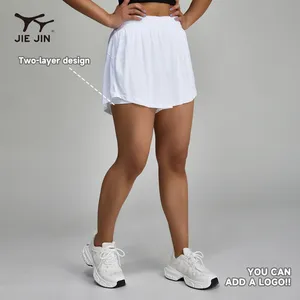 JIEJIN diseñador de moda blanco Control de barriga deportes falda Yoga tenis faldas con bolsillo