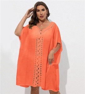 <strong>Plus</strong> <strong>Size</strong> Swim Cover up Ladies Summer Crochet Hollow Out Sun Beach Skirts <strong>Kimono</strong> Cover up Beach Dress with 11 Colors - Product Image 1