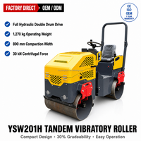Compacteur vibrant à double tambour pour routes en asphalte de 1 tonne avec réservoir d'eau de 95 L YSW201H
