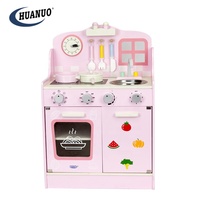 Mainan memasak prasekolah lainnya, versi besar kayu putih, mainan dapur kayu dengan suara lampu