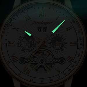 POEDAGAR 1409 Original Watch Leather Strap Multi-function Fashion Casual Luxury Automatic Mechanical Men's Wristwatches for Men - Product Image 2