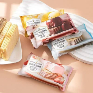 Biscuits gaufrettes exotiques en gros saveur fraise et crème glacée - Goût sucré semi-moelleux - Product Image 3