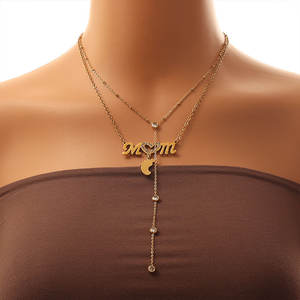 Pendentif personnalisé avec nom gravé au laser, pied de bébé tendance, fête des mères, je t'aime maman, cœur plaqué or, acier inoxydable 304/316 - Product Image 2