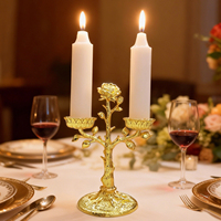 Chandelier personnalisé en forme de branche de rose, double barre, en métal artisanal, pour anniversaire, mariage, dîner, décoration de table et d'intérieur