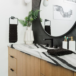 TMZ OEM/ODM - Azulejos Modernos de Cuarzo de Piedra 5008, Color Blanco Panda, para Escaleras, Pisos, Encimeras, Serie Calacatta, Diseño 3D para el Hogar y Villas - Product Image 4