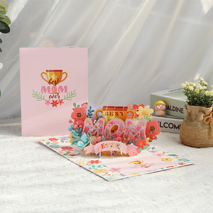 Vente en gros de cartes de vœux 3D pop-up personnalisables en papier, imprimées avec le message « Meilleure maman de tous les temps », cadeau pour la fête des mères - Product Image 3
