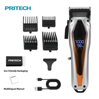 Tondeuse à cheveux PRITECH professionnelle sans fil, lame en céramique, machine de coupe pour barbier, affichage LED dégradé plaqué
