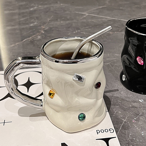 Nuova Tazza in Ceramica Artigianale con Gemme, Design Unico per <span class=keywords><strong>Caffè</strong></span>, Tazze Personalizzate per Feste, Moderna Tazza con Impugnatura - Product Image 5