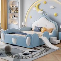 2025 luxe filles princesse garçons Prince chambre meubles en bois ensemble enfants lit cadre en cuir lit avec garde-corps pour enfants