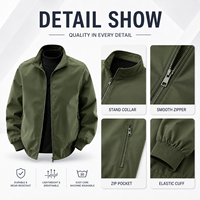 Veste d'hiver décontractée pour homme, écologique, enduite, coupe-vent, couleur unie, col montant et fermeture éclair frontale épaisse