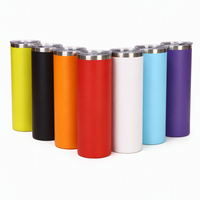 Gobelet isotherme de 20 oz en acier inoxydable avec couvercle coulissant et paille, revêtement poudré, 7 couleurs, logo personnalisé, vente en gros