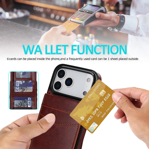 เคสหนังพรีเมียมแบบพับได้ สำหรับ <span class=keywords><strong>iPhone</strong></span> 17 <span class=keywords><strong>Pro</strong></span> <span class=keywords><strong>Max</strong></span> 16 15 14 13 <span class=keywords><strong>12</strong></span> 11 พร้อมช่องใส่บัตรเครดิต ตัวล็อคแม่เหล็ก และขาตั้งป้องกัน - Product Image 4