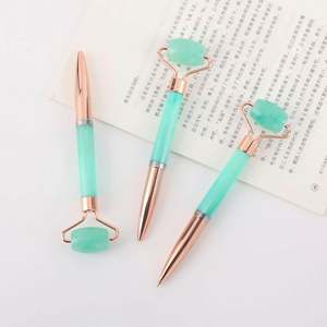 Bolígrafos de Lujo con Rodillo Facial de Jade y Logotipo Personalizado al por Mayor, Bolígrafos de Punta Redonda de 0.5mm con Tinta Azul, Bolígrafo Eterno Bonito - Product Image 3