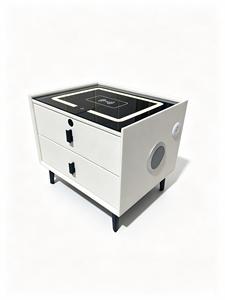 Mesita de Noche Moderna y Duradera con Carga Inalámbrica, 2 Cajones y Tapa de Vidrio Templado, Mueble Minimalista para Dormitorio - Product Image 2