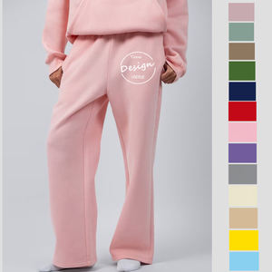 OEM özelleştirilmiş ter pamuk SportJogger geniş bacak pantolon işlemeli yüksek kaliteli pamuk Baggy polar <span class=keywords><strong>Sweatpants</strong></span> kadınlar - Product Image 1