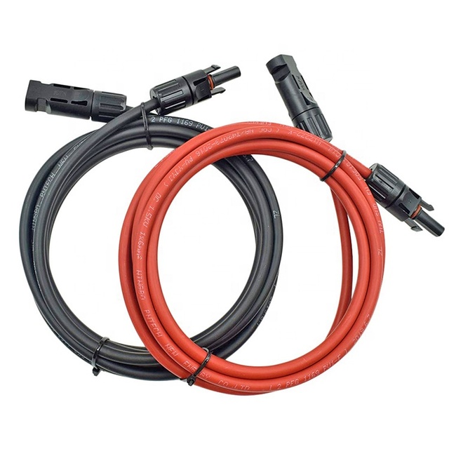 Black+Red Solar Dc Panel Extension Cable 4mm2 6mm2 4mm 6mm Wire Solar Pv Connector Power Cables  1000V 1500V for Solar Panel