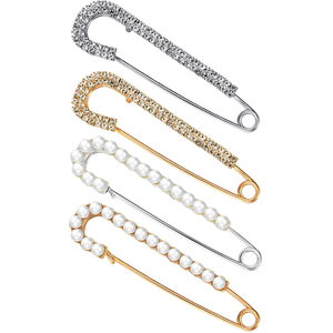 Broches pour femmes en alliage <span class=keywords><strong>de</strong></span> zinc plaqué, avec cristaux, strass et perles d'imitation, pour pulls, châles, clips décoratifs, accessoires vestimentaires - Product Image 1