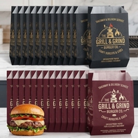 Sac en papier personnalisé écologique et résistant à l'huile pour brochettes de barbecue, snacks frits et aliments naturels, avec fond en V