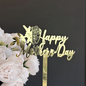 ท็อปเปอร์เค้กอะคริลิค รูปน้ำผึ้งและหวานๆ ขอบคุณแม่ ของตกแต่งเค้กวันแม่ สไตล์อินส์ สีทอง - Product Image 6