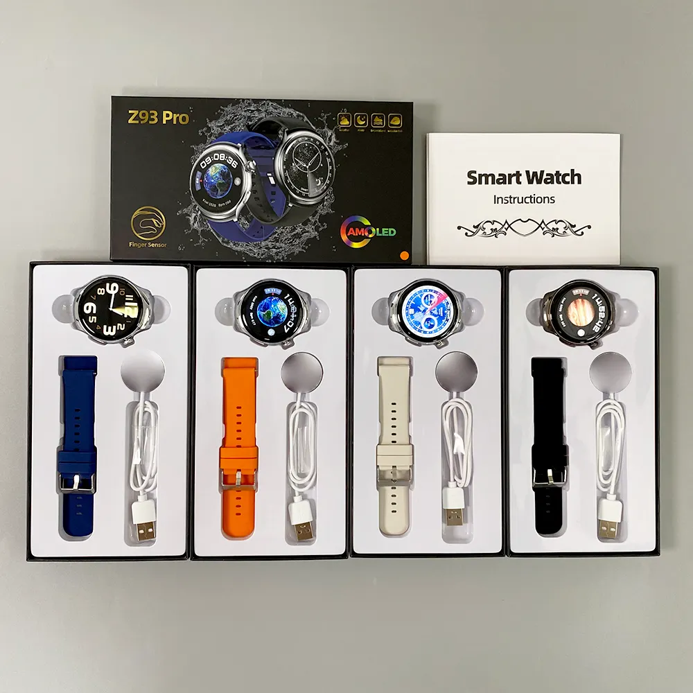 Z93 Pro Smartwatch AMOLED OEM ODM Logotipo de Marca Própria Personalizado Rastreador do Sono Monitor de Freqüência Cardíaca Redondo Esportes Smartwatch Z93pro