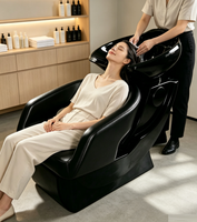 Fauteuil de lavage professionnel personnalisé marron réglable avec pédale et bac blanc pour salon de coiffure, spa et usage professionnel