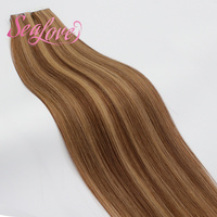 Extensions de cheveux Remy naturels lisses, balayage brun chocolat, mèches à bandes adhésives, couleur personnalisée