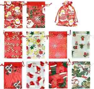 Bolsas de Organza Navideñas para Regalos, Joyas, Dulces, para Bodas, Fiestas, Navidad - Product Image 4