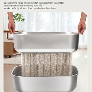 Bac à litière pour <span class=keywords><strong>chat</strong></span> en acier inoxydable avec <span class=keywords><strong>double</strong></span> filtre, <span class=keywords><strong>toilette</strong></span> pour <span class=keywords><strong>chat</strong></span> facile à nettoyer, anti-déversement - Product Image 3