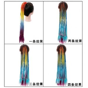 Anneau de cheveux tressé dégradé multicolore pour queue de cheval, accessoire capillaire tressé à trois brins style hip-hop original - Product Image 2