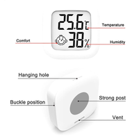 Termometer higrometer Digital LCD, termometer elektronik portabel Mini LCD untuk kamar bayi