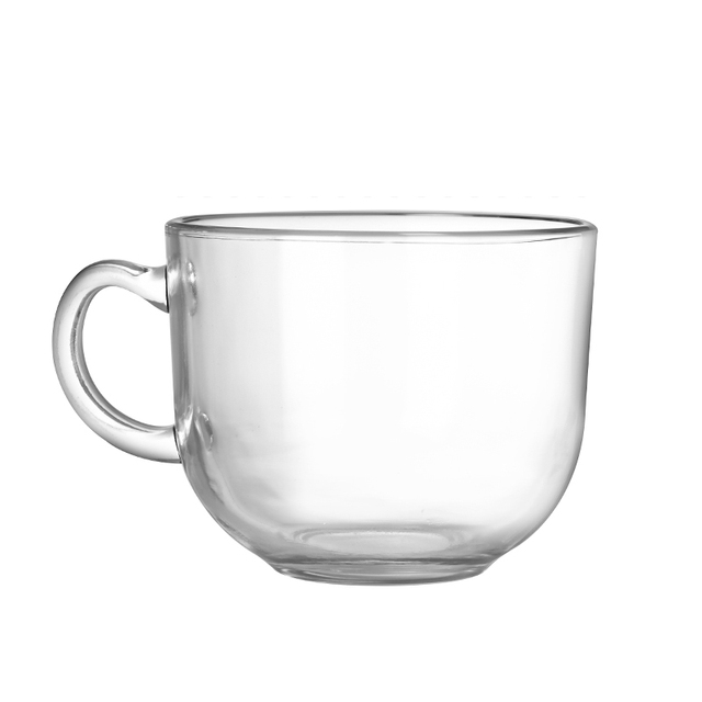 15 Oz Glass Jumbo Coffee Cups Clear Glass Coffee Mug With Handle for Cappuccino, Coffee, Latte, Cereal, Milk