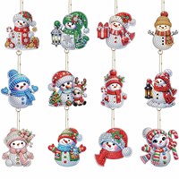 Kit de mosaïque diamantée DIY pour porte-clés de Noël, ornement suspendu, pendentif décoratif en strass, motif dessin animé