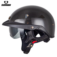 SOMAN DOT CCC demi-visage casque Vintage casque de moto avec lentille intérieure rétro capacité Moto Sport Street Touring moto H3