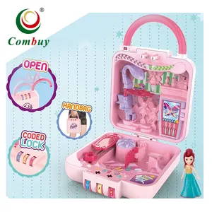 Girs Pretend Play Set Jurk Up Koffer Beauty Fashion Doll