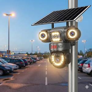 HIKWIFI 3 Lens 4G 6K kablosuz güneş enerjili <span class=keywords><strong>IP</strong></span> PTZ etüt kamera Pro Pro 12MP açık güvenlik 4G Sim kart CCTV güneş kamera - Product Image 2