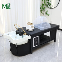 Lit de lavage de cheveux moderne japonais avec cascade pour spa capillaire, lit de massage thaïlandais intégré pour salon de coiffure