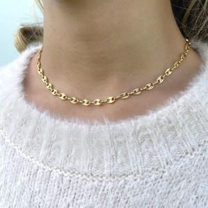 رخيص بسعر الجملة سلسلة حبوب قهوة عتيقة 4 أو 18 قيراط قلادة نسائية مطلية بالذهب غير متلاشية سلسلة أنف خنزير مشهورة - Product Image 3